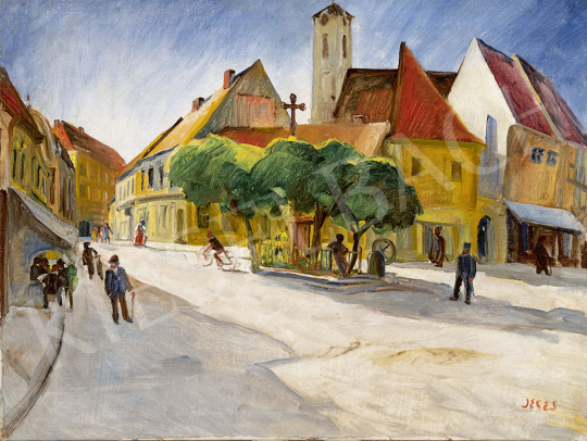 Jeges, Ernő - Main Square in Szentendre, c. 1930 painting