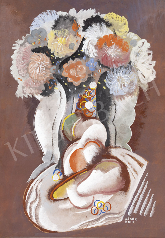  Kádár, Béla - Art Deco Still Life, c. 1935 painting