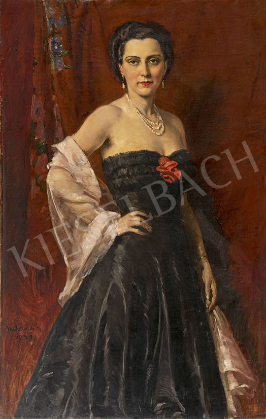 Mihalovits, Miklós - The Black Evening-Dress, 1939 painting