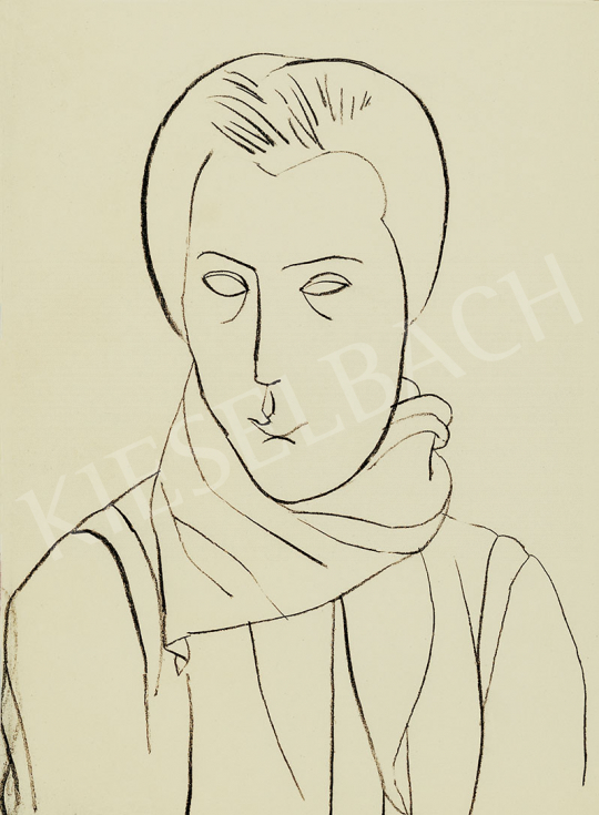 Vajda, Lajos - Head with a Scarf, c. 1934 painting