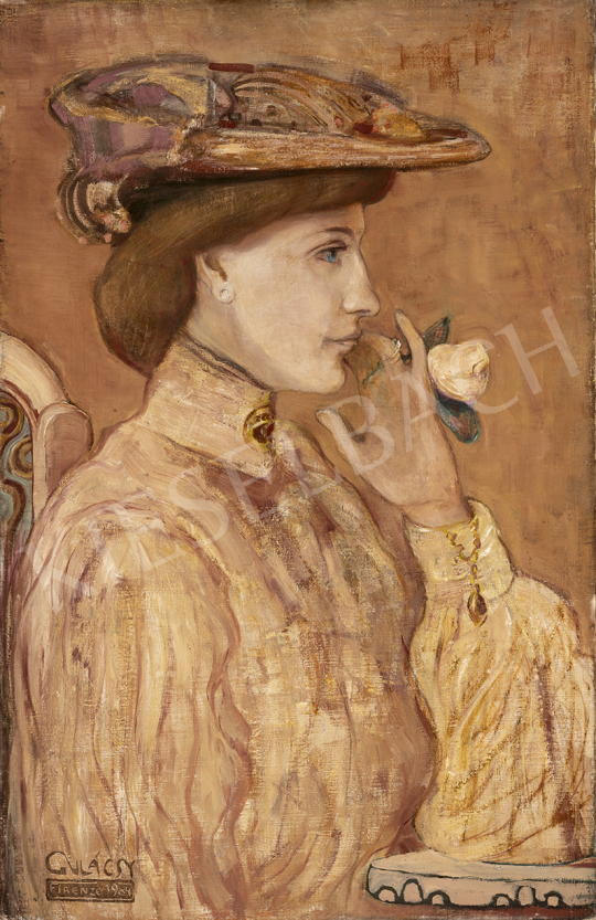  Gulácsy, Lajos - Woman with Rose, 1904 painting