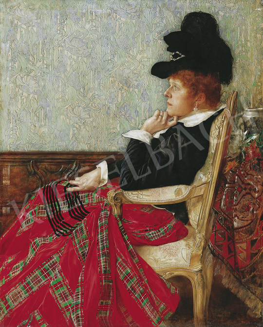  Karlovszky, Bertalan - Woman Sitting in an Armchair (Portrait of Heltai Ferencné), 1889 painting