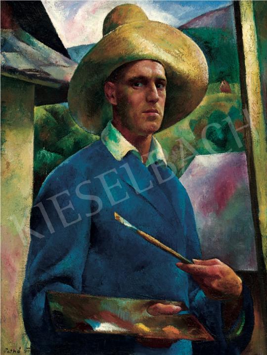  Patkó, Károly - Self-Portrait in a Hat, 1925 painting