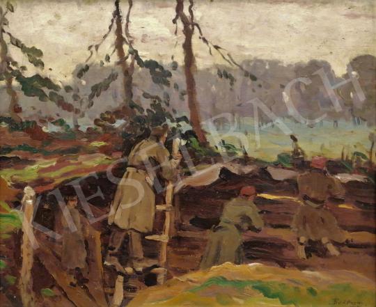 Eladó  Bosznay István - Lövészárokban (Fedezékben), 1926 festménye