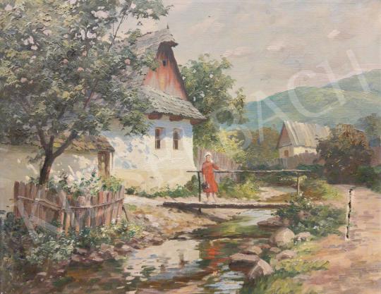 For sale Szontágh, Tibor - Girl in Red Dress on the Bridge of the Stream 's painting