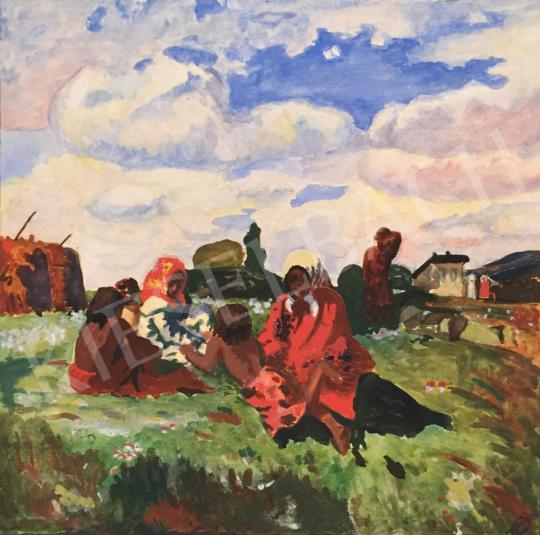 Eladó Ismeretlen festő, 20. század eleje - Cigányok a mezőn (Hommage á Iványi Grünwald Béla) festménye