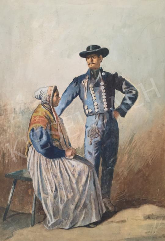 For sale Unknown painter - Couple in Traditional Costume (Around 1900) 's painting