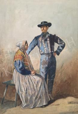 Unknown painter - Couple in Traditional Costume (Around 1900) 