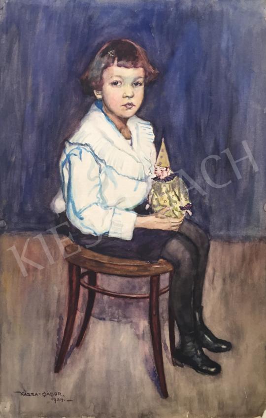 For sale  Kássa, Gábor - Little Girl with Toy Clown (Thonet Chair), 1924 's painting