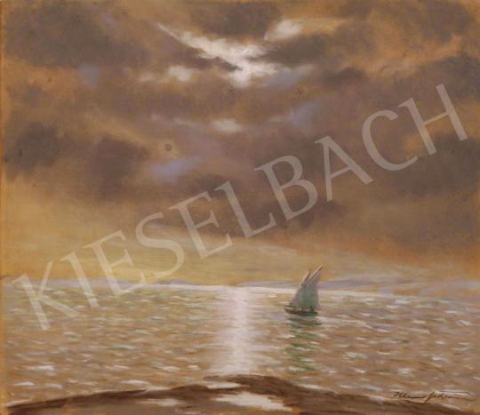 Klimó, István - Sunset with Silver Lights in the Lake Balaton painting