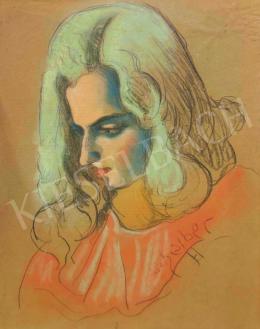  Scheiber, Hugó - Young Girl in Rose Colored Blouse, Latest 1930's 