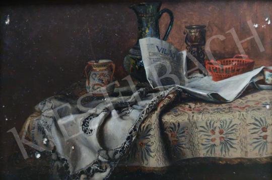 Bachmann Károly - Csendélet újsággal festménye