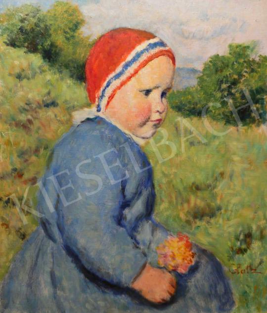  Glatz, Oszkár - Little Girl ith Flower painting