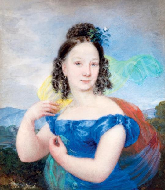 Eladó  Schrotzberg, Franz - Fiatal lány kék ruhában (Szellő), 1832 festménye