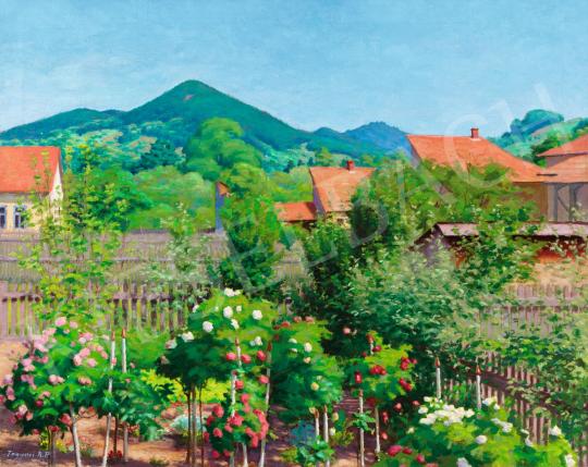  Rátz, Péter - Sunlit Garden in Nagybánya with the Kereszthegy painting