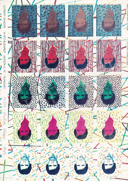 Eladó  Győrffy Sándor - Bélyegterv (Önarckép) I., 1986 festménye