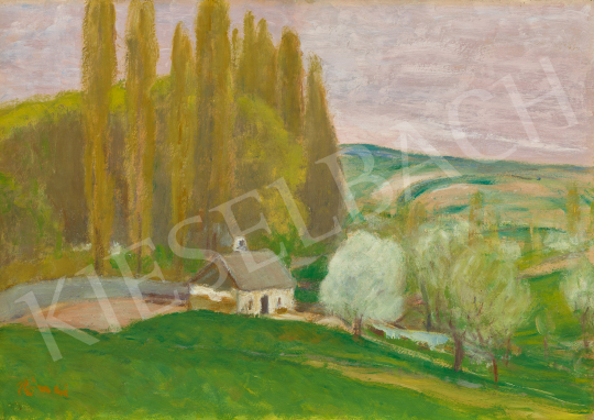 Rippl-Rónai, József - Landscape with Lombardy Poplars (Lodge with Poplars, Lodge in Somodor), 1902 painting