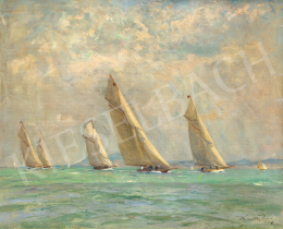  Kárpáthy, Jenő - Sailboats on the Lake Balaton (Cutters), c. 1930 
