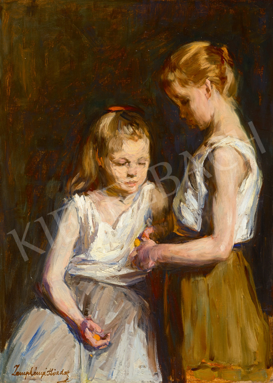 Eladó Zemplényi Tivadar - Narancsot hámozó gyerekek festménye