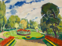 Ducsay Béla - Park padon olvasó lánnyal, 1930-as évek 