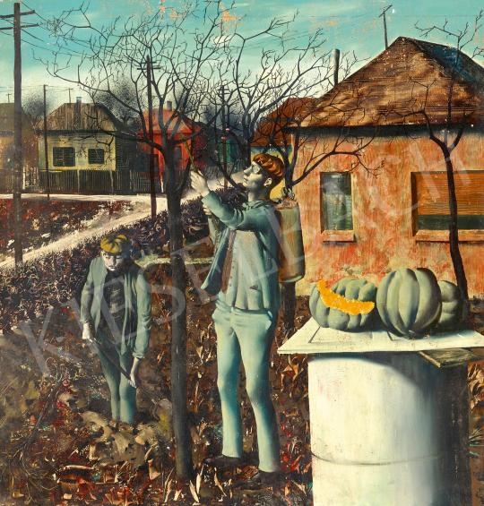 For sale  Korga, György - Autumn Works (Hungarian Village, Socialism), 1962 's painting