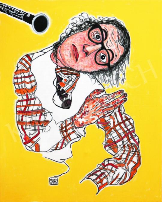 For sale  drMáriás - Woody Allen is Scared of his Clarinet in Egon Schiele's Studio 's painting