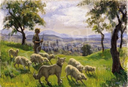 Krizsánné Csikós, Antónia - Nagybánya Hillside with Lambs | 6th Auction auction / 303 Lot