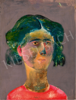  Sylvester Katalin  - Festőnő piros pulóverben, 1960-62 körül 