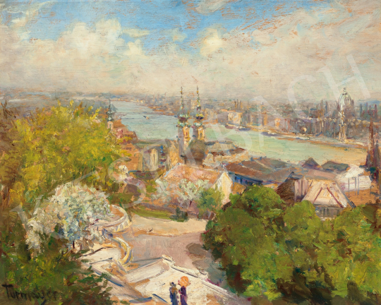 Turmayer, Sándor - View from the Buda Castle (Orange Umbrella), c.1930 | 65th Auction auction / 22 Lot