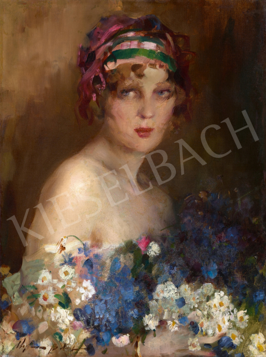  Vígh, Bertalan - Girl with Meadow Bouquet, c. 1930 | 65th Auction auction / 31 Lot