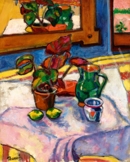 Tihanyi, Lajos, - Still-Life with Flower, Jug and Lemons, 1909 