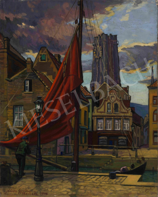  Kövér Gyula - A piros vitorlás (Hollandia), 1914 | 65. Aukció aukció / 75 tétel