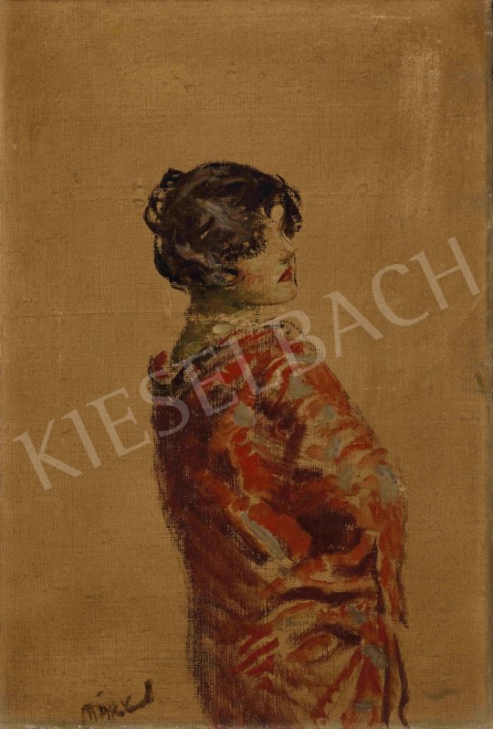 Márk Lajos - Lány piros kimonóban, csípőre tett kézzel | 65. Aukció aukció / 96 tétel