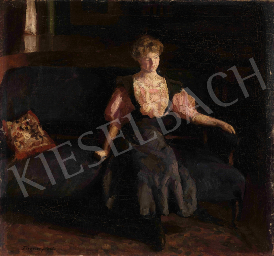  Ferenczy Valér - Szobában (A kék kanapé), 1910-es évek | 65. Aukció aukció / 98 tétel