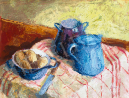  Szőnyi, István - Still-Life with Potato and Checkered Tablecloth 