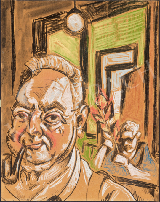  Scheiber, Hugó - Self-Portrait with Pipe (Infront of the Mirror) | 65th Auction auction / 126 Lot
