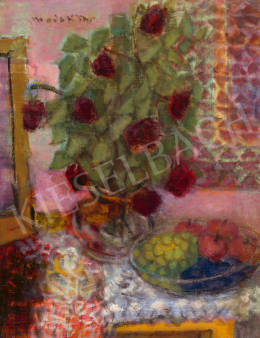  Modok, Mária (Czóbel Béláné) - Still-Life with Rose, Apple and Grapes 