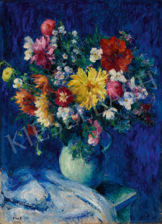 Vass Elemér - Nagy kék virágcsendélet | 65. Aukció aukció / 232 tétel
