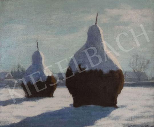  Börtsök, Samu - Winter Landscape (Hayrick) painting