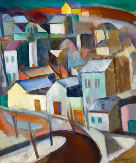  Schönberger, Armand - Snowy Houses in Buda, c.1930 painting