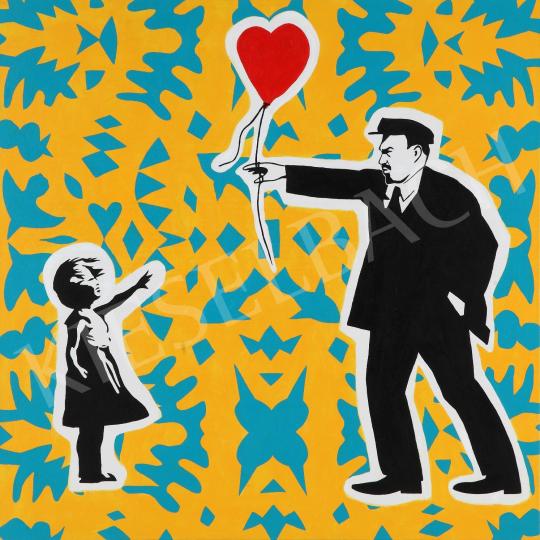  drMáriás - Lenin give back the balloon in Banksy's Studio, 2021 painting