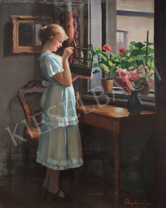 For sale  Pap, Emil - Young girl in Window with Bird  's painting