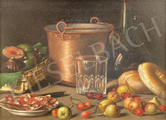 For sale  Unknown Italian Painter, the second half of the 19th century - Table Still Life with Fruits - The two paintings price together: HUF 2 700 000 Ft 's painting