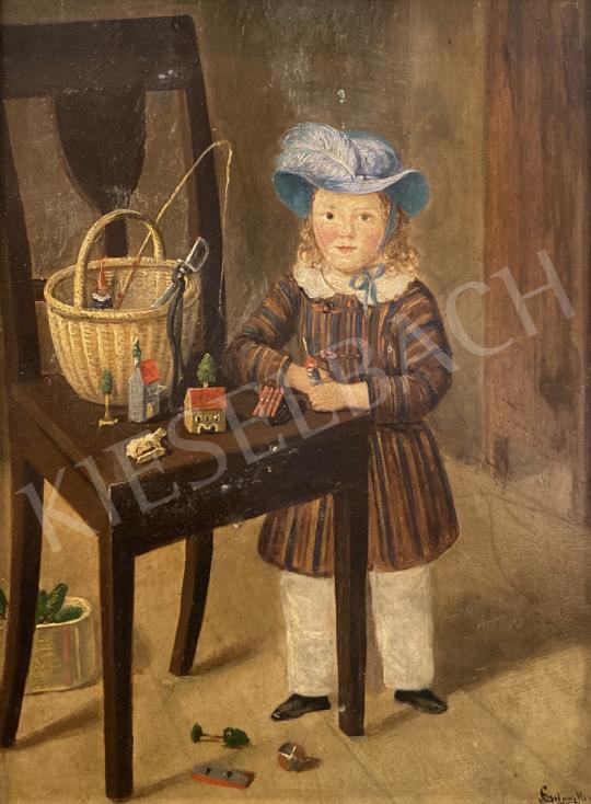 For sale  Unknown Painter in Central-Europe - Boy with games,1845 's painting