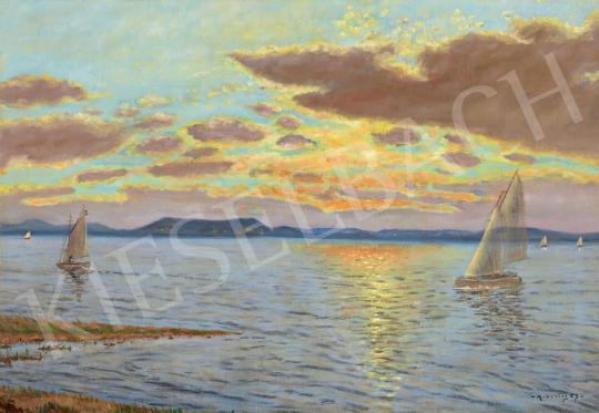 Rubovics, Márk - Sailboats on Lake Balaton painting