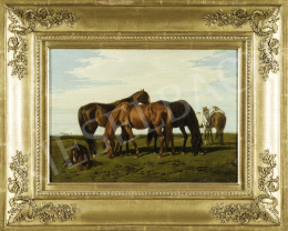  Lotz Károly - Magyar táj lovakkal (Alföldi ménes), 1860 körül 