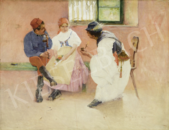 Eladó Hollósy Simon - Két tűz között, 1892 körül festménye