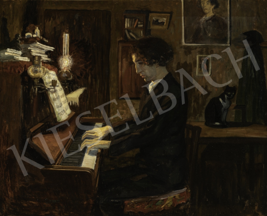  Ormó Béla - Férfi a zongoránál, 1907 festménye