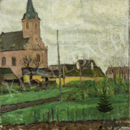  Pólya Tibor - Szolnoki látkép templommal, 1910 