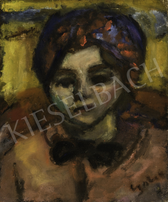  Czóbel, Béla - Girl in Red-Blue Kerchief (Zsuzsika), 1930, painting